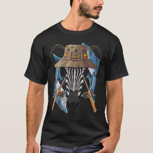 Camiseta Pescando cebra pescador al aire libre animal lindo