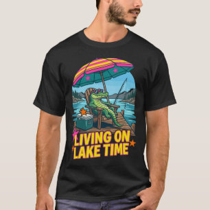 Camiseta Pescando con caña de pescar y sombrero