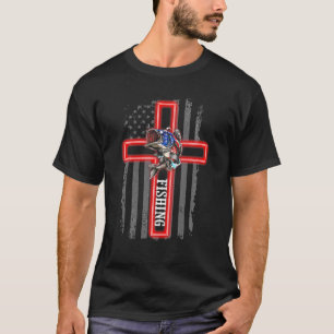 Camiseta Pescando Cristo Fe Bandera Estadounidense 4 De Jul