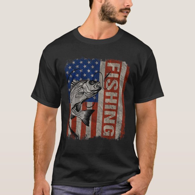 Camiseta Pescando El Regalo De La Bandera Estadounidense Vi (Anverso)