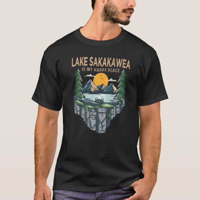 Camiseta Pescando en el campamento Mi lugar feliz Lago Saka (Anverso)