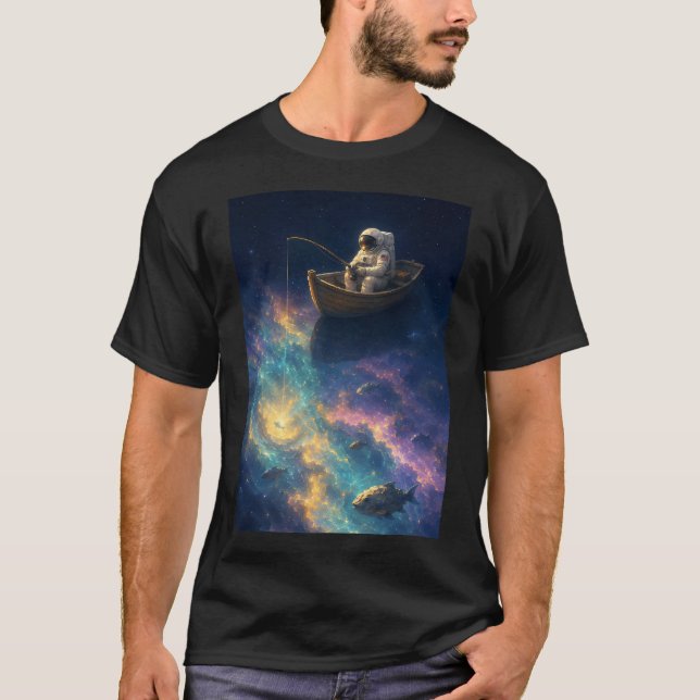 Camiseta Pescando en el espacio profundo — Astronauta en ba (Anverso)