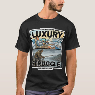 Camiseta Pescando Hoy vs Antes Lujo vs Lucha Pegatina