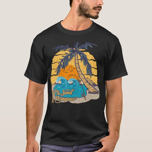 Camiseta Pescando Pompano Playa Retro Surf (Anverso)