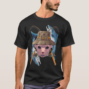 Camiseta Pescando Sphynx Gato Pescador al Aire Libre Lindo 