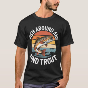 Camiseta pescar alrededor y encontrar trucha