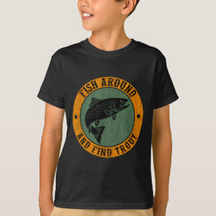 Camiseta Pescar alrededor y encontrar trucha arcoíris pesca