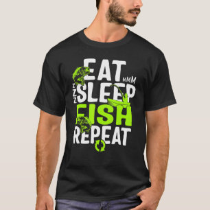 Camiseta Pescar Comer Dormir Pescado Repetir Para Hombres P