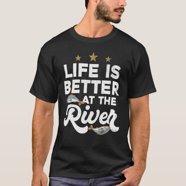 Camiseta Pescar Para Pescadores En El Río (Anverso)