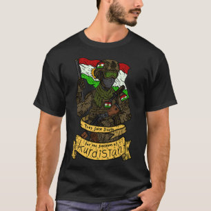Camiseta Peshmerga kurda. Kurdistán. Dibujar arte a mano.