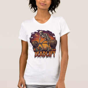 Camiseta Peso muerto Esqueleto Barra Halloween Calabazas Tu