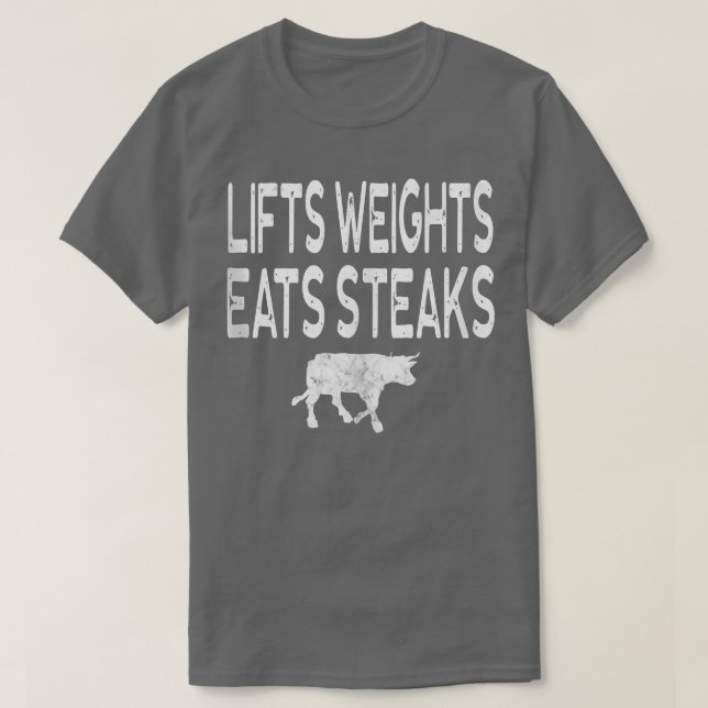 Camiseta Pesos de elevación Eats Steak Protein Body Builder (Diseño del anverso)