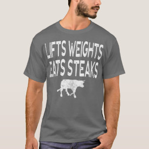 Camiseta Pesos de elevación Eats Steak Protein Body Builder