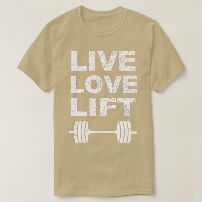 Camiseta Pesos de Levantamiento del Gimnasio Live Love Lift (Diseño del anverso)