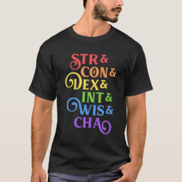 Camiseta Pestaña de estadísticas de RPG de arcoiris