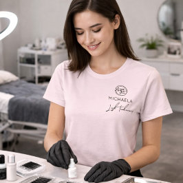 Camiseta Pestañas con logo de negocio nombre de empleado ro