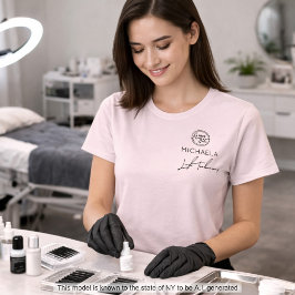 Camiseta Pestañas con logo de negocio nombre de empleado ro