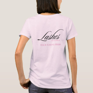 Camiseta Pestañas de guión negro rosa sonrosado personal de