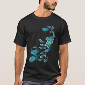 Camiseta Pestañas Verde azuladas de impresión de pavo real
