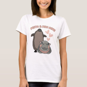 Camiseta Pesto y Moo Deng Pingüino y Hipopótamo Divertido