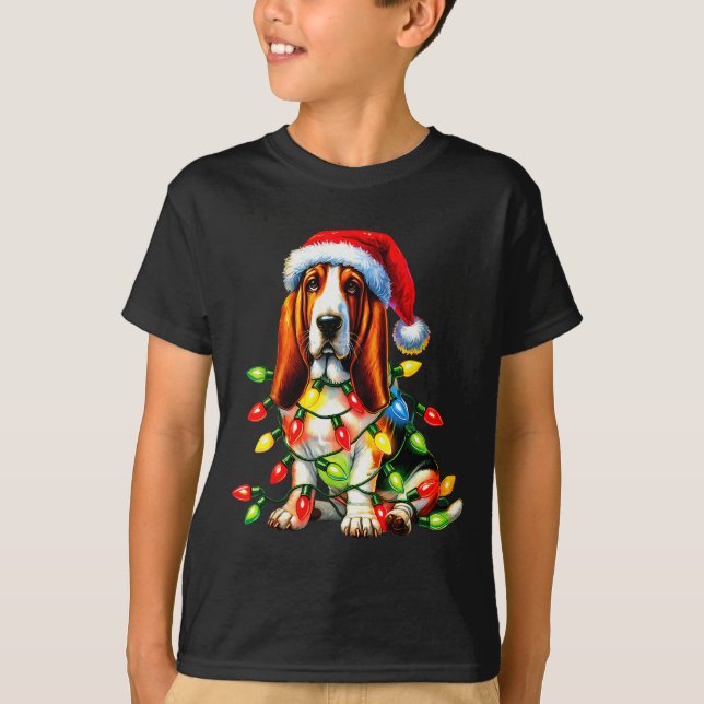 Camiseta Pet Animal Bet Hound Dog Lover Santa Hat Christmas (Anverso)