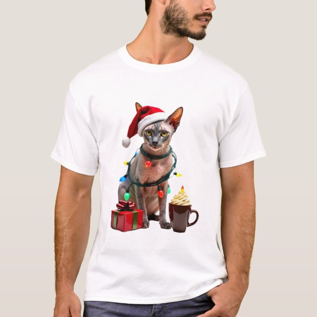 Camiseta Pet Animal Lovers Cute Sphynx cat Reindeer Antlers (Anverso)