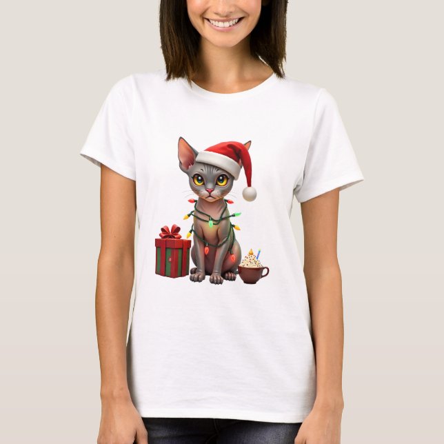 Camiseta Pet Animal Lovers Cute Sphynx cat Reindeer Antlers (Anverso)