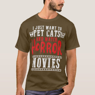 Camiseta Pet cats watch horror movies family movie night ca