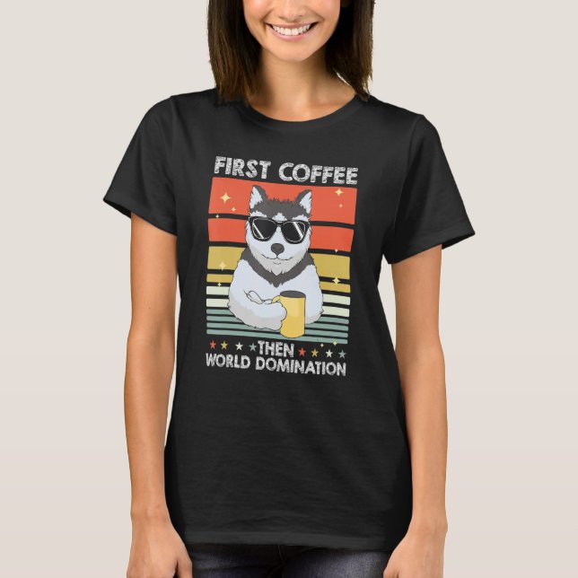 Camiseta Pet Coffee   Dog Breed Siberian Husky (Anverso)
