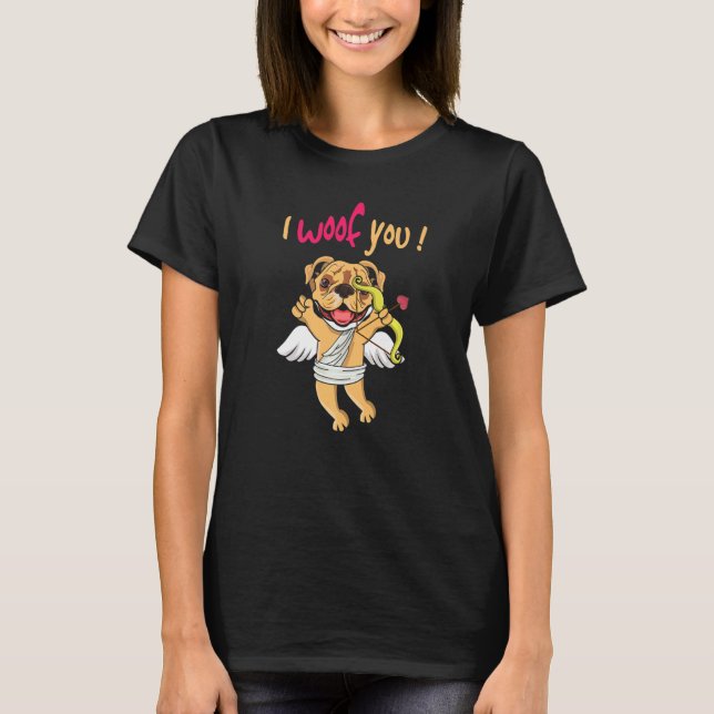 Camiseta Pet Dog Lover Barking Cupid Hearts Day Happy Valen (Anverso)