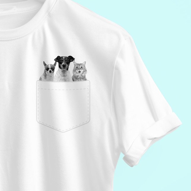 Camiseta Pet In Pocket | Custom 3 Pet Photo  (Subido por el creador)