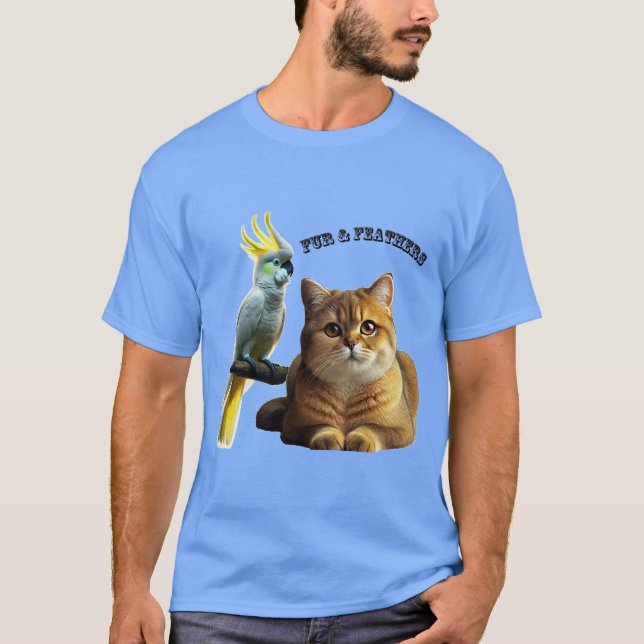 Camiseta Pet Lover British Shorthair Cat & Cockatoo Bird (Anverso)
