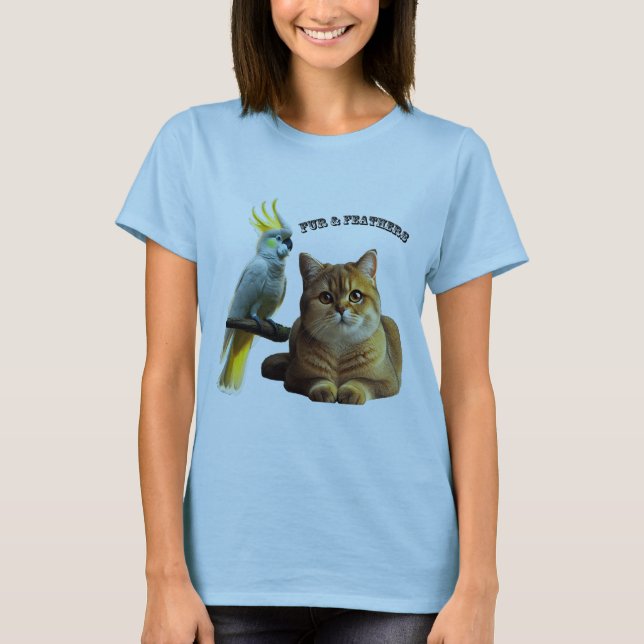 Camiseta Pet Lover British Shorthair Cat & Cockatoo Bird (Anverso)