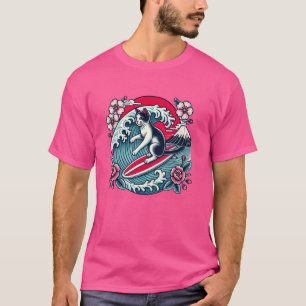 Camiseta Pet Lover Mt. Fuji Sunset japonés Wave Art Surfin