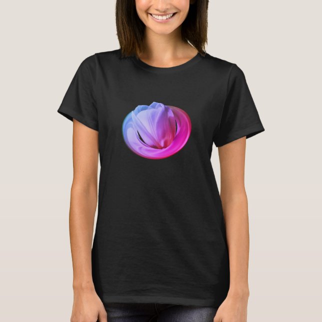 Camiseta Pétalos De Tulipán Blanco Tintado Abstracto Floral (Anverso)