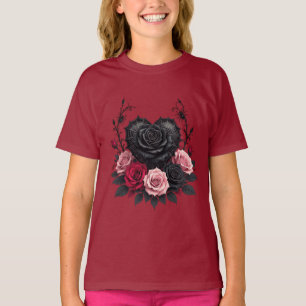 Camiseta Pétalos negros góticos y San Valentín oscuro de te