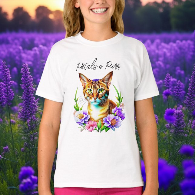 Camiseta Pétalos y flores de gato y Bonito puros (Subido por el creador)
