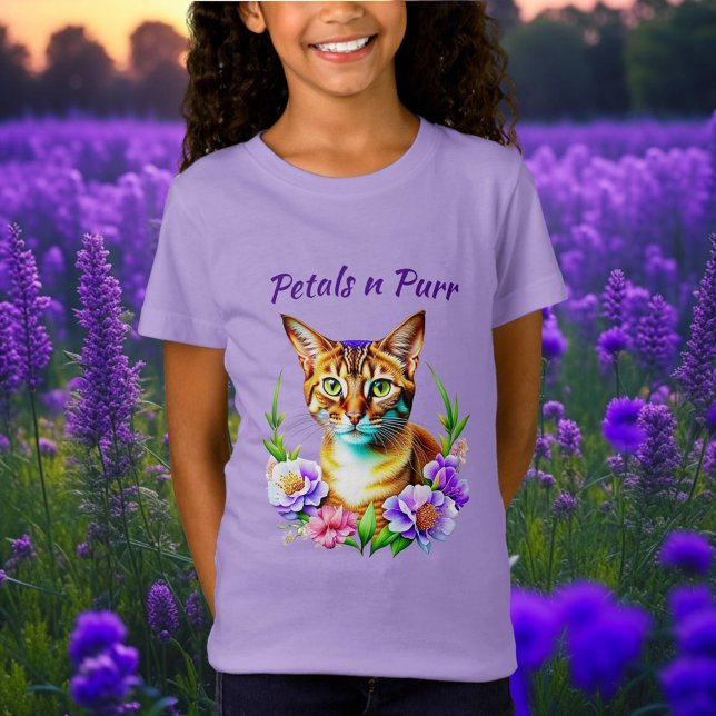 Camiseta Pétalos y flores de gato y Bonito puros (Subido por el creador)
