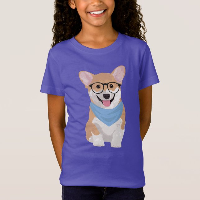 Camiseta Peter el perrito azul del Corgi del pañuelo del (Anverso)