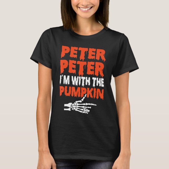 Camiseta Peter I'm with the Pumpkin Halloween Costume Coupl (Anverso)