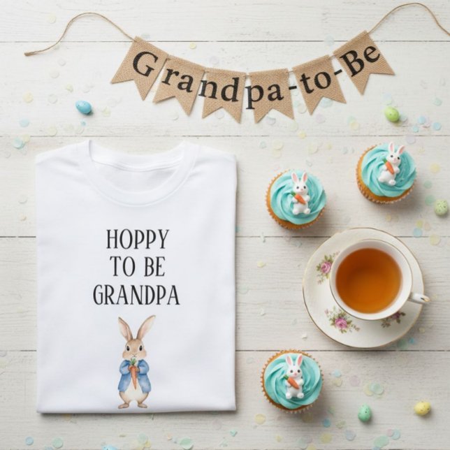 Camiseta Peter Rabbit Baby Shower Hoppy Para Ser Abuelo (Sweet treats, sweet memories. This shirt is the perfect way to honor Grandpa at the baby shower.)