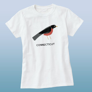Camiseta Petirrojo Americano Arte Connecticut Texto Persona