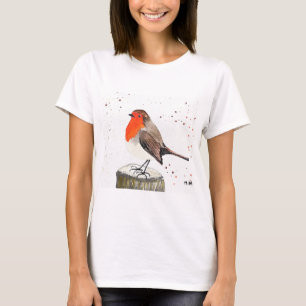 Camiseta Petirrojo de Invierno Acuarela Navideña Festiva