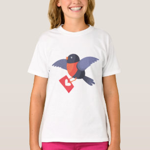 Camiseta Petirrojo volando con carta de amor de corazón roj