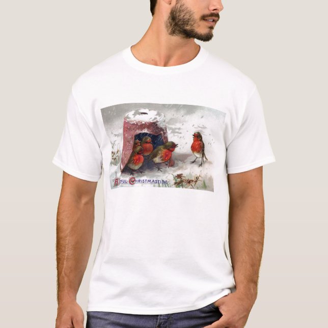 Camiseta Petirrojos ingleses debajo del navidad del vintage (Anverso)