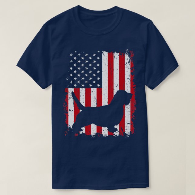 Camiseta Petit Basset Griffon Vendeen 4 de julio Americano (Diseño del anverso)