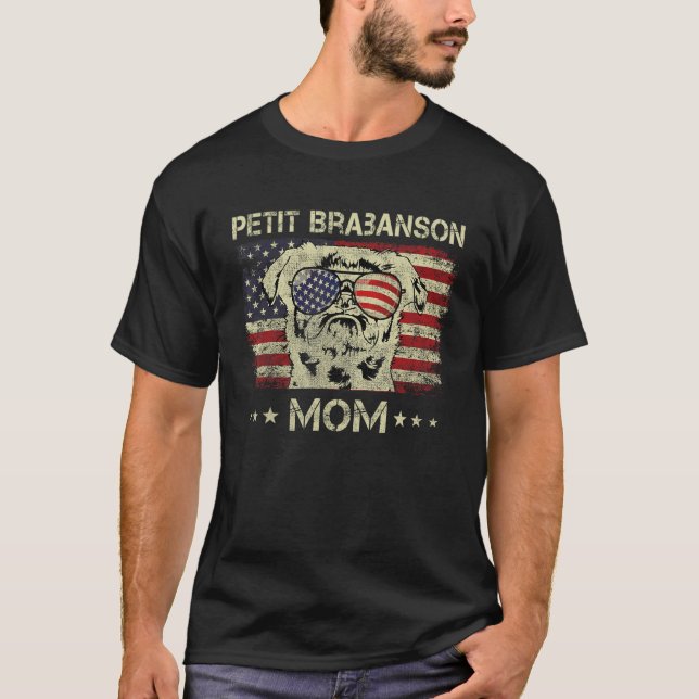 Camiseta Petit Brabanson Mom Dog  American Flag 4th Of July (Anverso)