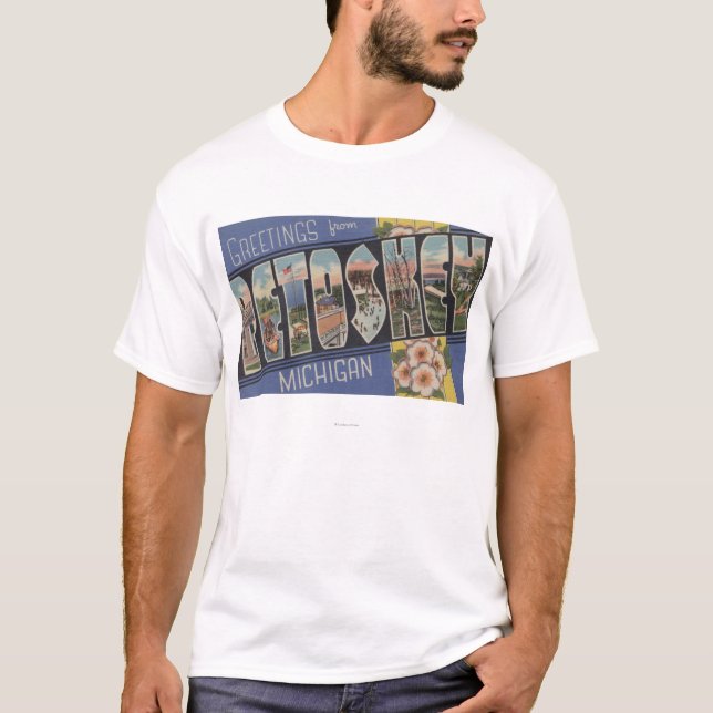 Camiseta Petoskey, Michigan - escenas grandes de la letra (Anverso)