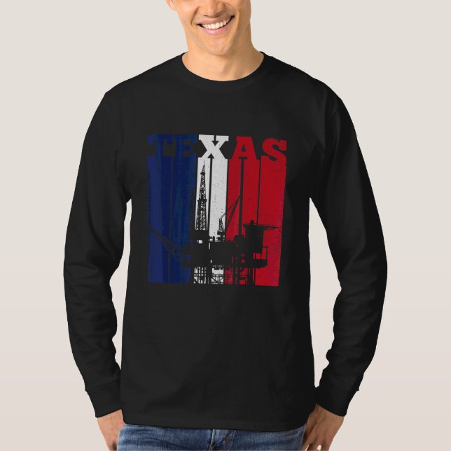Camiseta Petróleo Rig Texas Bandera Oleícola Oleícola (Anverso)