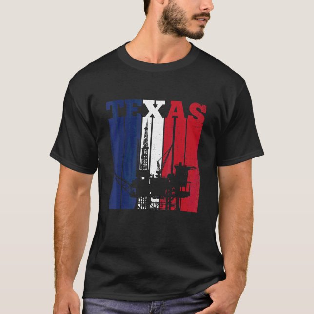 Camiseta Petróleo Rig Texas Bandera Oleícola Oleícola (Anverso)